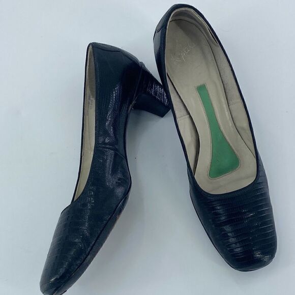 Juliano Women's Genuine Reptile Slip-On Styling Pump Heel Black Size 7.5 - Picture 5 of 8